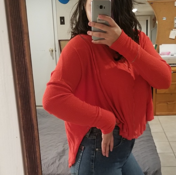 Anthropologie thermal v-neck longsleeve top - Picture 6 of 8